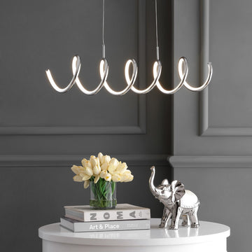 Ali 31" Dimmable Adjustable Integrated LED Metal Linear Pendant - JONATHAN Y